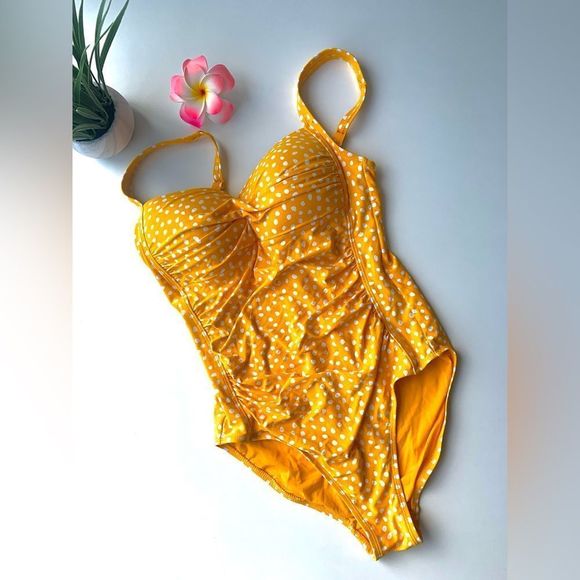 NIPTUCK Bathing Suit Yellow with White Polka Dots - Picture 4 of 5
